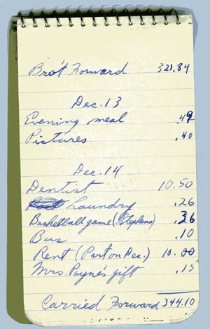 notebook with expenditures